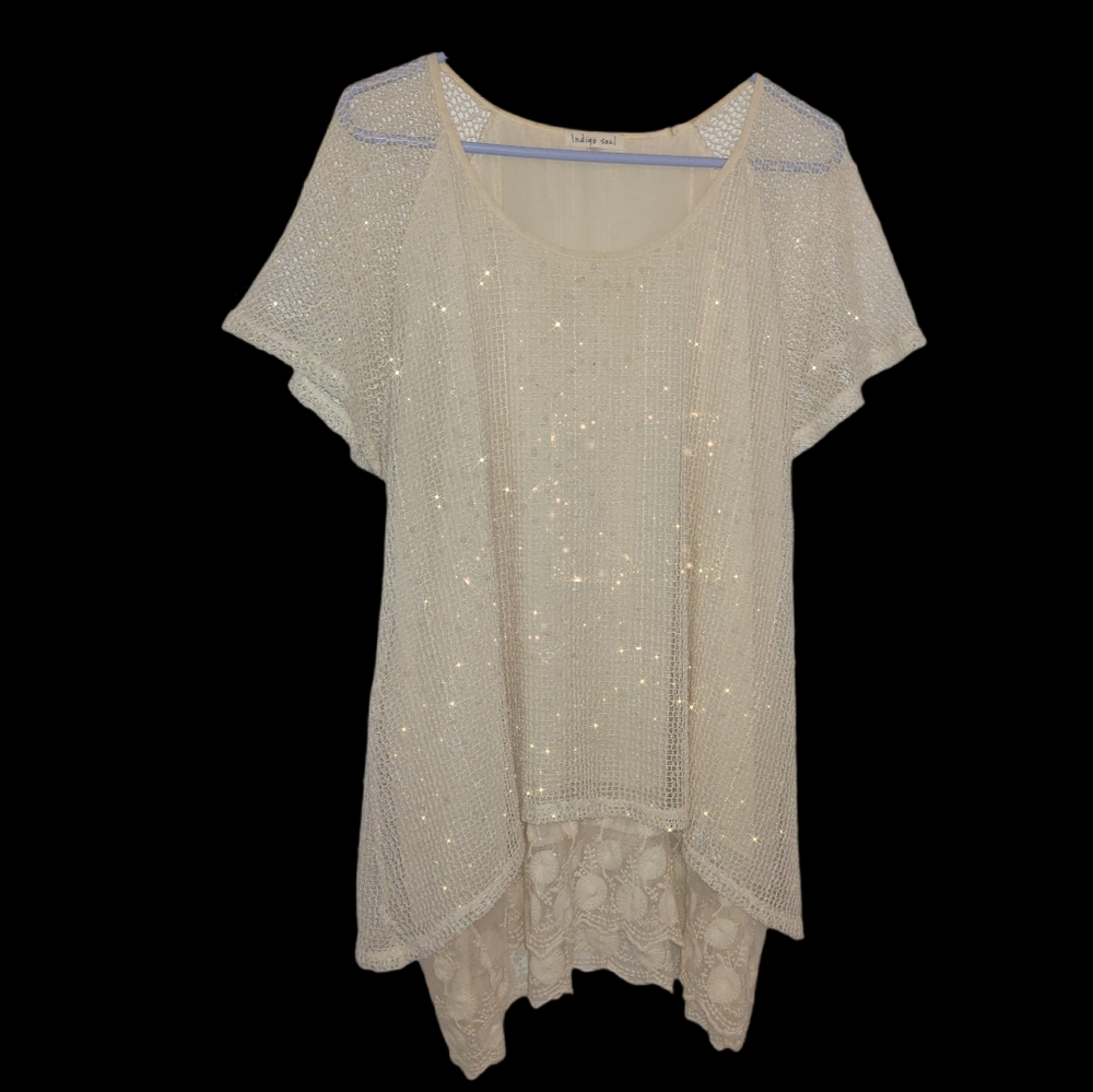 Indigo Soul Long Tunic Lace Layered 2XL Top
